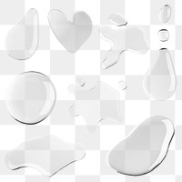Water png, abstract liquid shape sticker set