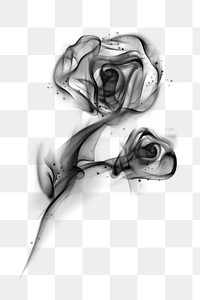 Rose png smoke element, textured abstract graphic in black