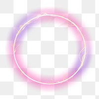 Frame png aesthetic, neon smoke pink circle shape design