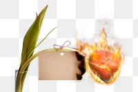 Business card png, tulip aesthetic burning flame effect with design space