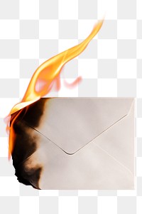Envelope png stationery, aesthetic burning flame effect