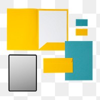Corporate identity png cut out, professional business branding, blue and yellow flat lay design