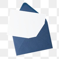 Blue envelope png, white blank card, stationery sticker