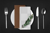 Menu card png mockup, aesthetic table setting for restaurant business
