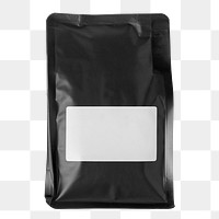 Coffee bag png sticker, blank label, black product packaging, flat lay design