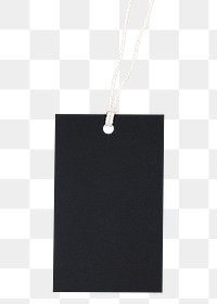 Black label png, tag sticker with rope