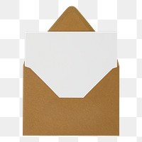 Brown envelope png, white blank card, stationery sticker