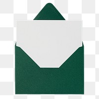 Green envelope png, white blank card, stationery sticker