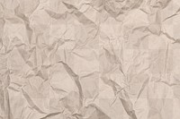 Crumpled paper texture png, brown tone, transparent background