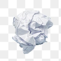 Crumpled paper ball png, isolated object, paper waste