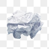 Crumpled paper ball png, isolated object, paper waste