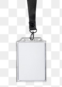 Blank ID holder png, black lanyard sticker