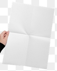 Folded paper png, stationery sticker, held by hand