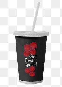 Black paper cup png, food product packaging