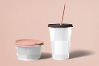 Transparent cup mockup png, eco food product packaging design