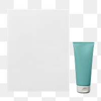 Business branding png, simple skincare tube and blank paper, cut out design