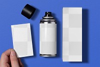 Spray, box, card png mockup, cosmetic packaging