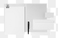 Stationery set png on transparent background, corporate identity letterhead, envelope and business card