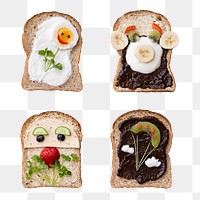 Png kids food art sandwiches, funny faces and flowers