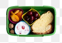 Png kids healthy food lunchbox, challah bread and dried fruits