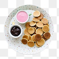 Mini pancakes png kids breakfast treat, chocolate spread and strawberry yogurt