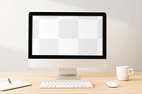 Desktop  mockup png transparent, digital device, minimal workspace