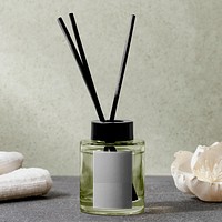 Label mockup png, home aroma reed diffuser bottle