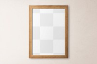 Wooden frame mockup png, portrait size