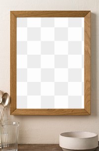 Wooden frame mockup png, kitchen home interior decor