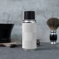 Grooming spray can mockup png, men’s product packaging