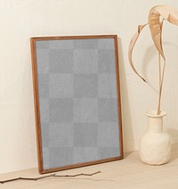 Photo frame mockup png, beige home interior decor