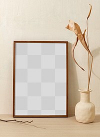 Frame png mockup, beige home interior decor