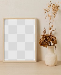 Wall art mockup, png frame in modern interior design