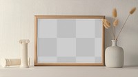 Photo frame mockup png, with vase decoration