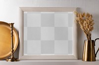 Photo frame mockup png, with vase decoration