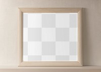 Beige frame mockup png, on a table