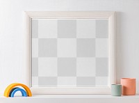 White frame mockup png, kids room, home interior decor