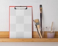 Clipboard png mockup with transparent document, art background