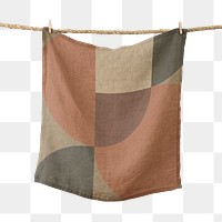 Brown towel png, realistic fabric with bauhaus pattern design