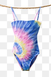 Swimsuit png swimwear, tie-dye design, women’s summer fashion