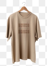 T-shirt png, brown simple fashion with printed quote, transparent design transparent background 