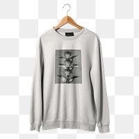 Sweater png, white winter fashion with quote, transparent design