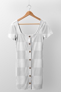 Buttoned dress png mockup, women’s casual fashion in transparent design