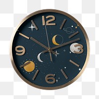 Galaxy round clock png, wall decoration, transparent design