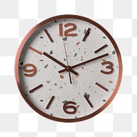 Terrazzo round clock png, wall decoration, transparent design