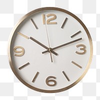 White round clock png, wall decoration, transparent design