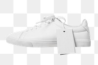 White canvas sneakers png, street apparel with brand label