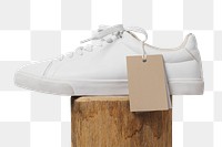 White canvas sneakers png, street apparel with brand label