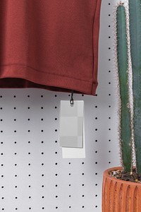 Clothing tag png mockup, simple apparel transparent design