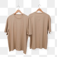 Brown oversized t-shirt png, unisex fashion design set transparent background 